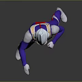 Ultraman Inspired Hero In Red Blue Purple Bodysuit Glowing Eyes Chest Timer Dynamic Fighting Stance