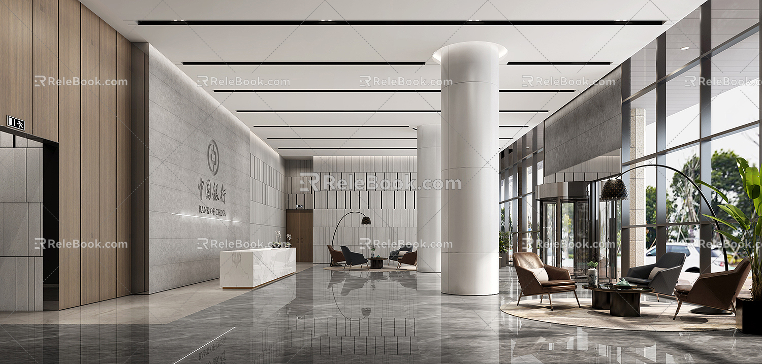 Bank Hall Modern Hall 3d model