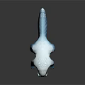 Crouching White Mythical Creature With Blue Antlers Ears And Snowflake Tail