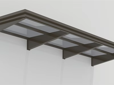 Modern Wall Mounted Canopy With Black Frame And Transparent Panels Design 3d model