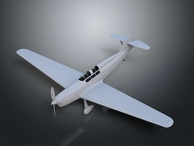 Detailed White Airplane Model With Propeller Wings Cockpit For Space Exploration 3d model