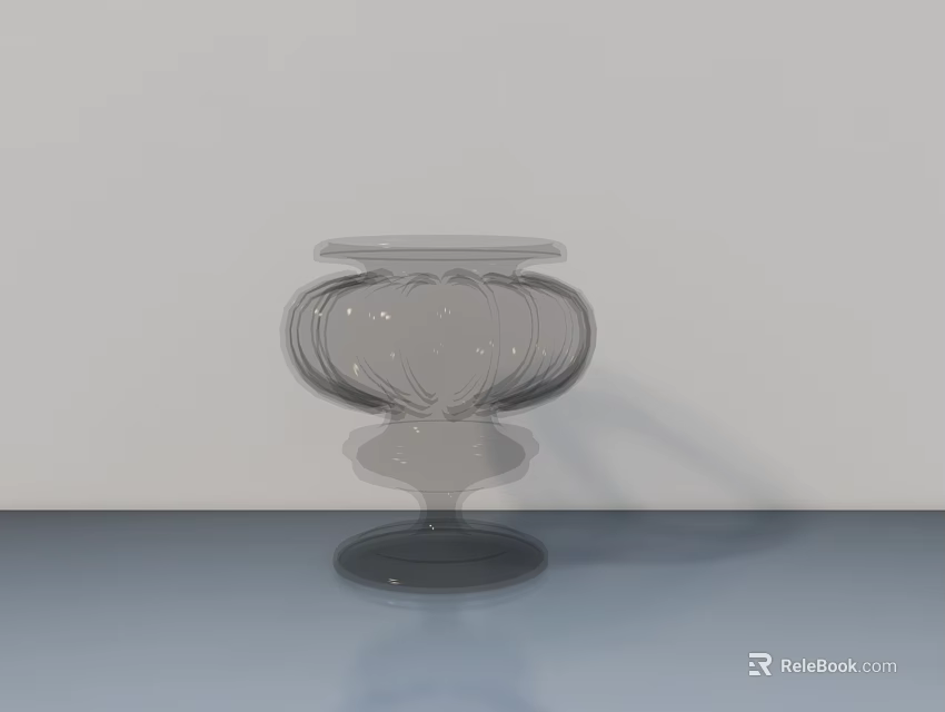 Transparent Vase Shaped Sculpture With Intricate Carvings On Smooth Surface And Gray Background 3d model 