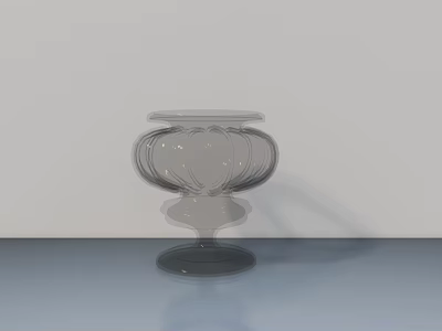 Transparent Vase Shaped Sculpture With Intricate Carvings On Smooth Surface And Gray Background 3d model
