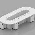 Modern Conference Room Interior With Oval White Meeting Table And Drawers