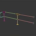 Metal Safety Fence With Silver Horizontal Bars Yellow Bases And Black Yellow Grips