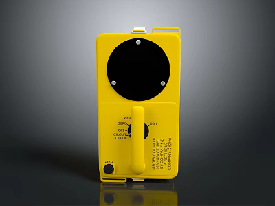 Yellow Control Device With Black Circular Panel Handle Buttons And Text Labels 3d model