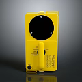 Yellow Control Device With Black Circular Panel Handle Buttons And Text Labels 3d model