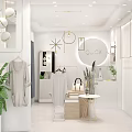Modern Minimalist Clothing Store With Mannequins Green Plant And Decorative Lights