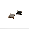 Modern Stylish Dining Table Set With Rattan Back Chairs Wooden Legs And Brown Black Seats