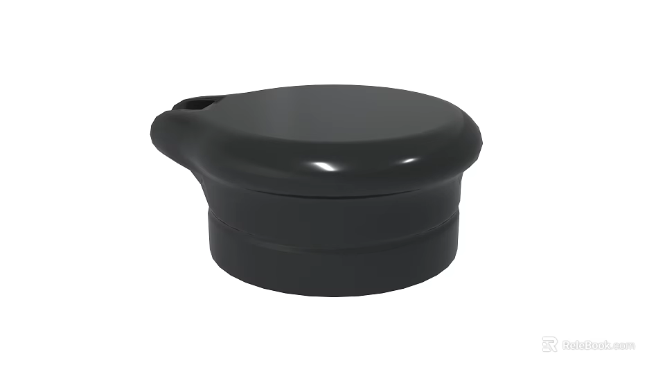 Durable Black Round Plastic Lid With Handle And Smooth Surface 3d model 