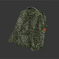 Camouflage Pattern Backpack With Adjustable Straps And Orange Tag Fabric Design 3d model