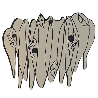 Round Rug With Abstract Animal Head Silhouettes Gray Tones Simple Lines Living Room Decor 3d model