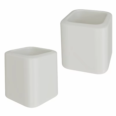 White Square Ceramic Containers With Minimalist Design For Home Decoration 3d model
