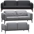 Modern Black Two-Seater Sofa With Wooden Legs And Multiple Angles View 3d model