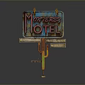 Vintage Monterey Hotel Motel Signage With Register Vacancy Plates And Cactus Support