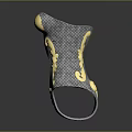 Ornate Silver Armor Component Featuring Gold Accents And Woven Textured Design