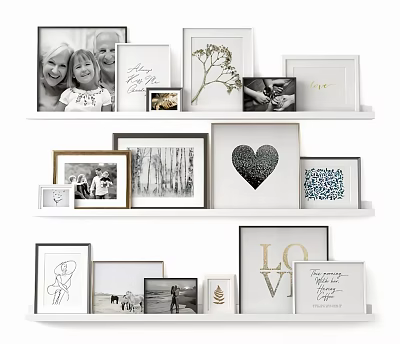 Charming Photo Wall Display With Framed Photos Art Prints Heart Decor And Love Letters 3d model
