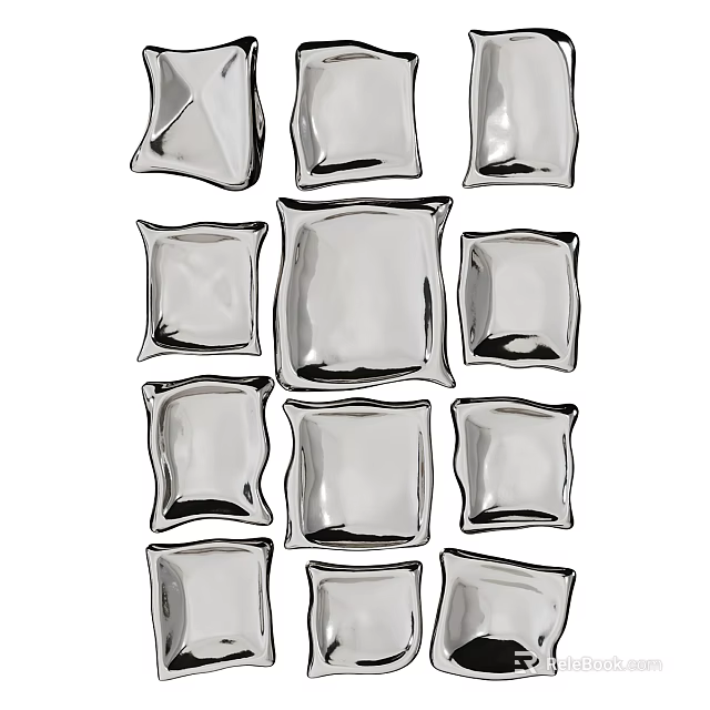 Glass Square Rectangular Wall Decor With Different Sizes Arranged In Grid Layout 3d model 