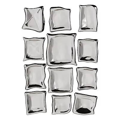 Glass Square Rectangular Wall Decor With Different Sizes Arranged In Grid Layout 3d model