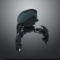 Futuristic Robotic Biomechanical Creature With Metallic Blue Head Shiny Surface Mechanical Legs And Reflective Floor