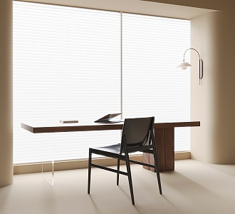 Modern desk and chair desk venetian blinds wall lamp 3d model