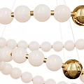 Hanging Chandelier With White Spherical Beads And Gold Multi Layer Design 3d model