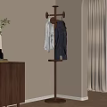 Wooden Coat Rack With Hanging Jackets And Sweater In Modern Room