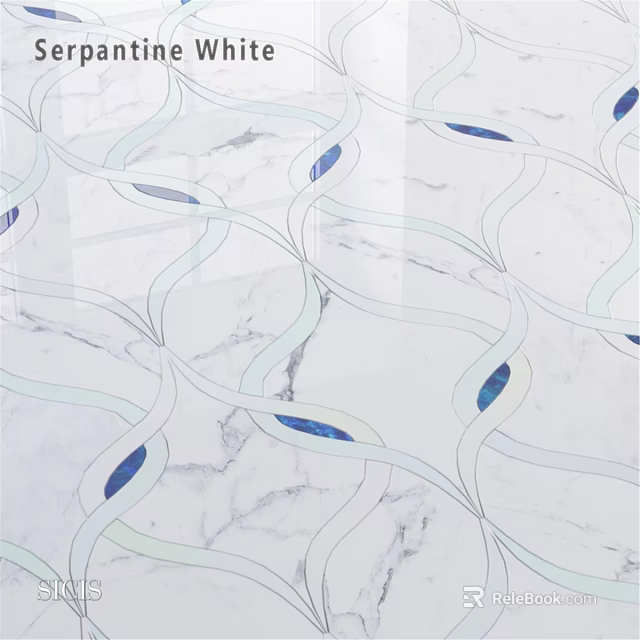 Decorative Curved Components With White Lines And Blue Accents On Marble Background 3d model 