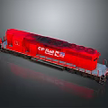 Red CP Rail Canada Locomotive Featuring American Flag Design And Details