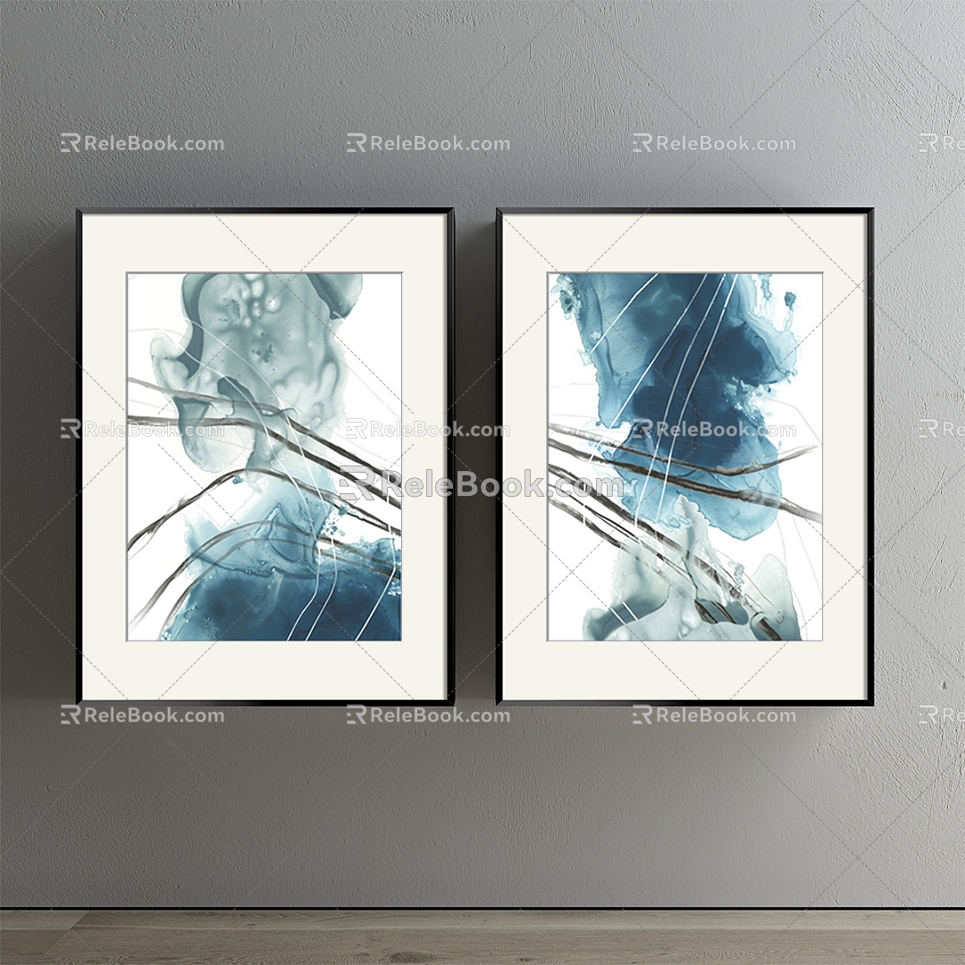 Modern abstract painting decorative painting 3d model