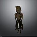 Golden Sculpture Carving of Traditional Figure Wearing Tall Hat and Long Robe