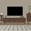 Modern Wooden TV Stand with Glass Doors and Storage in Living Room