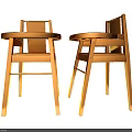 Two Wooden Kids Chairs with Simple Modern Design Backrest Armrest and Tray
