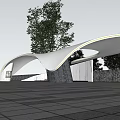 Modern Corridor Landscape Entrance Curved Landscape Modeling Entrance Curved Surface Modeling Community Entrance 3d model
