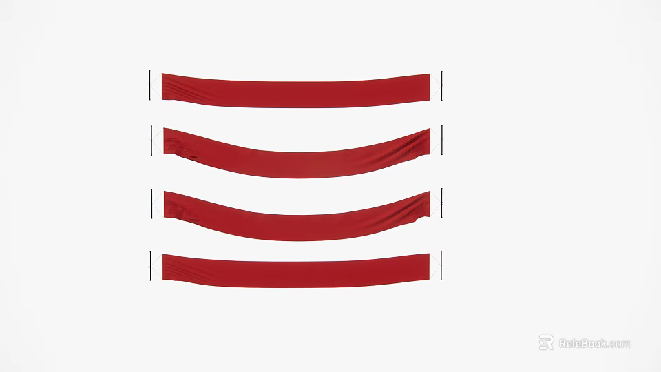 Red Curved Fence Design With Decorative Stripes And White Borders 3d model 