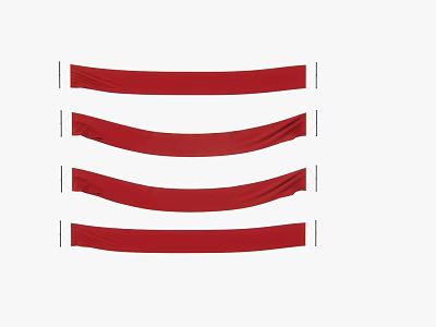 Red Curved Fence Design With Decorative Stripes And White Borders 3d model