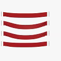 Red Curved Fence Design With Decorative Stripes And White Borders