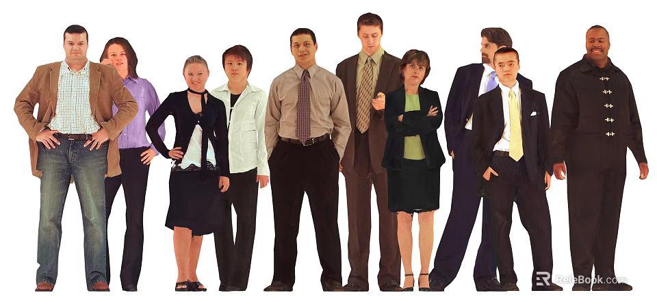 Group Of People In Professional Business Attire 3d model 