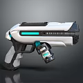 Futuristic White Gun With Blue Glowing Light And Modern Sleek Structure