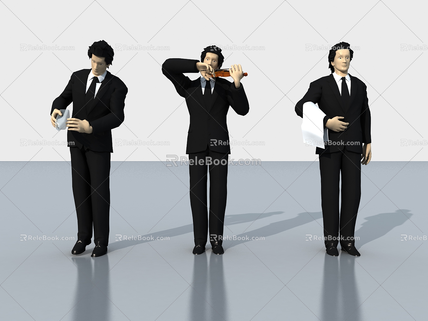 Waiter Restaurant Male Waiter Playing Violin Greeter 3d model