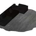 Modern Black Leather Sectional Sofa With Cushions On Gray Rug 3d model