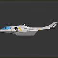 Sleek Futuristic Aircraft Model Featuring Silver Body Blue Cockpit Windows Yellow Accents And Reflective Surface