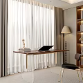 Modern Middle Style Desk and Chair Combination 3d model