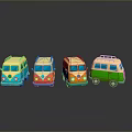 minibus minivan driverless bus school bus van box car 3d model