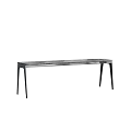 Modern Sleek Rectangular Dining Table With Black Metal Legs And Textured Wooden Top 3d model