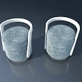 Two Modern Stools Featuring White Armrests And Gray Padded Seats 3d model