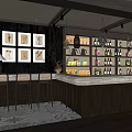 Elegant Bar Interior With Dark Wood Counter Bar Stools Decorative Paintings And Wine Shelves