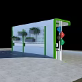 Public Garbage Sorting Facility With Green Framed Structure White Roof And Color Coded Bins 3d model