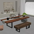 New Chinese Tea Table and Chair Middle Ancient Tea Table and Chair Combination 3d model