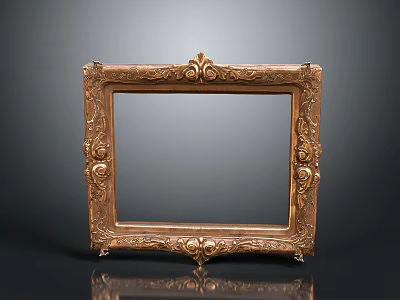 Ornate Gold Picture Frame Featuring Intricate Carved Details And Vintage Design For Art 3d model